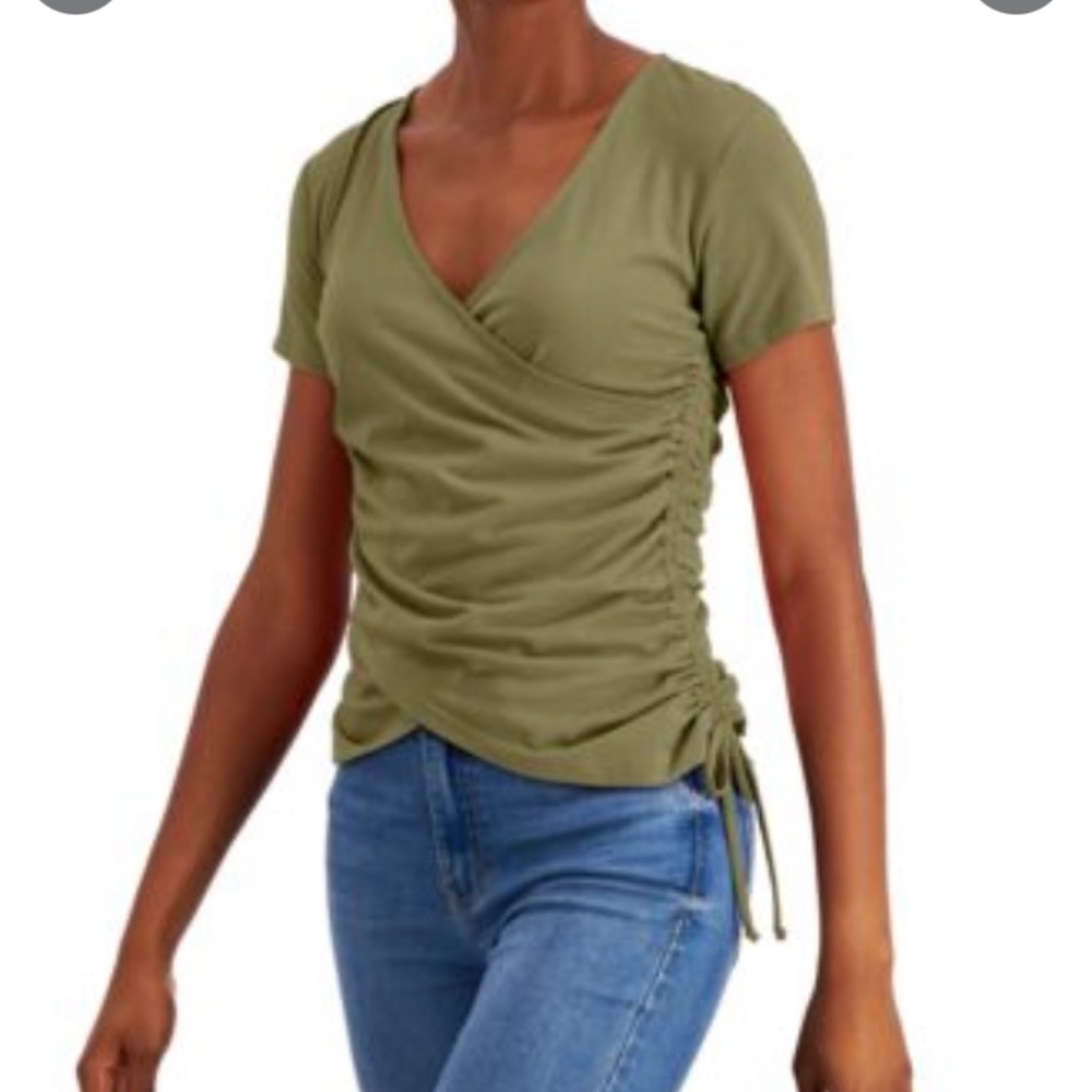 INC Keeva Geo C V-neck  Side Tie top - Sz-M